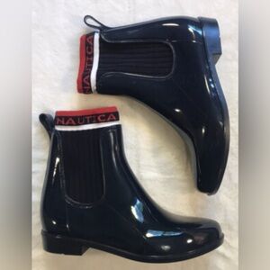 Nautica Black Ankle Boots with Red and White Trim
